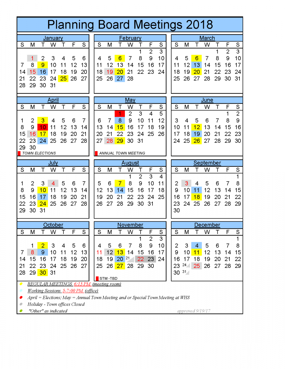 PB 2018 Meetings Calendar
