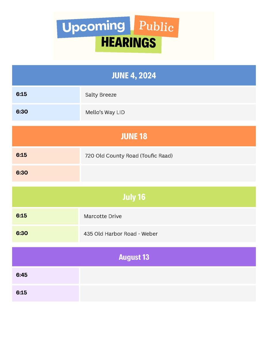 June-Aug Public Hearing Schedule