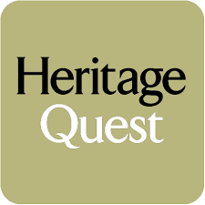 Beigh backround with logo for Heritage Quest geneological research database