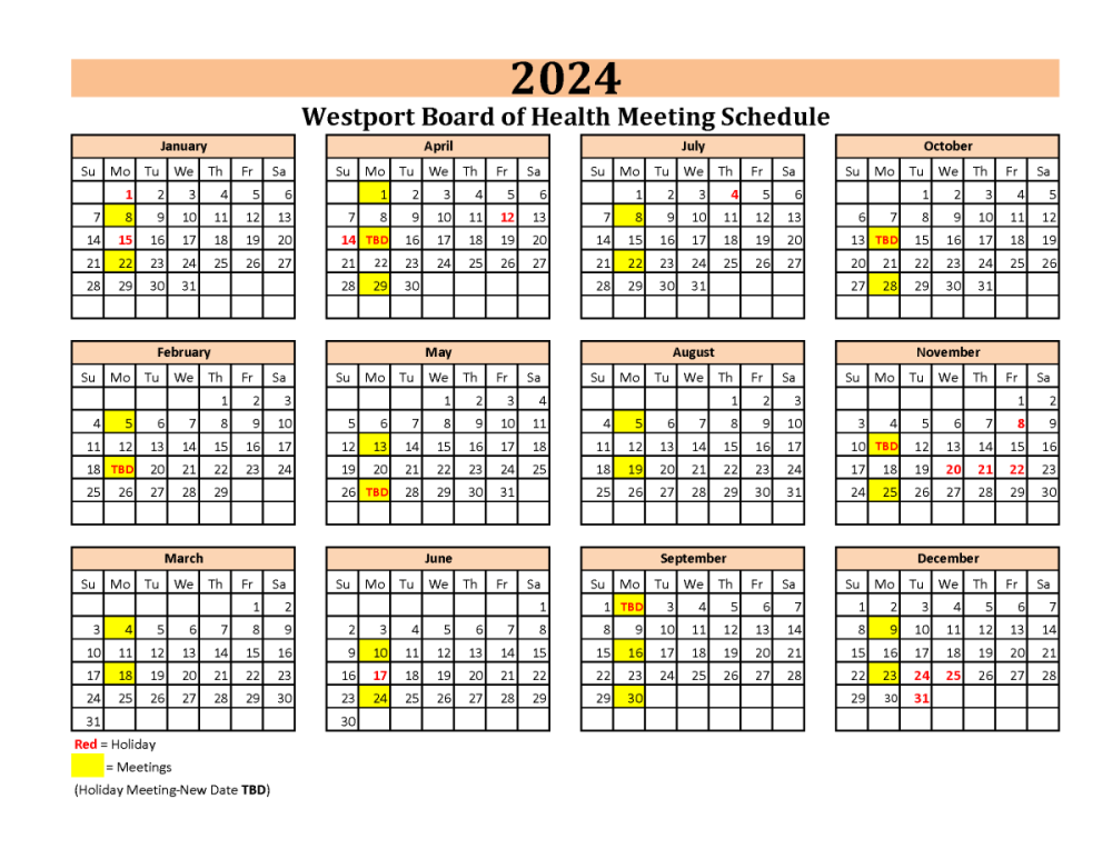 2024 BOH Meeting Schedule